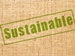 Sustainability Plan - burlap with green stenciled sustainable graphic