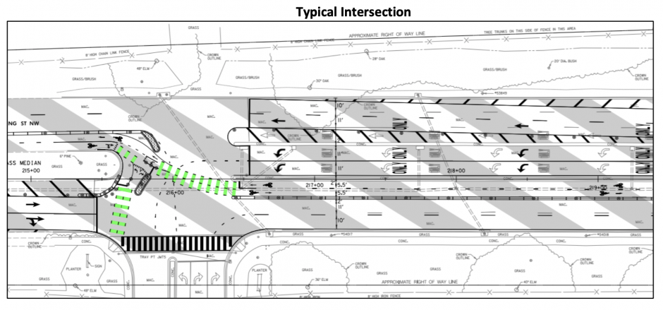 Typical Section of Crosstown Protected Bike Lane