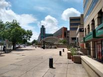 Entrance to Van Nes Metro Station with blue sky 