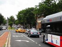 M Street SE-SW Transportation Study - street scene with cars and metro bus