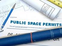 Public Space Permit Applications - blueprints, pens, and other drafting table papers and paraphernalia