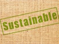 Sustainability Plan Sustainability Plan - burlap sack with the word 'sustainable' printed on it, in green