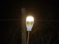 one streetlight shining a bright light