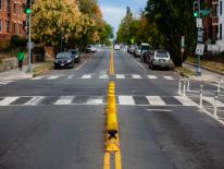 crosswalk with yellow left turn hardening 